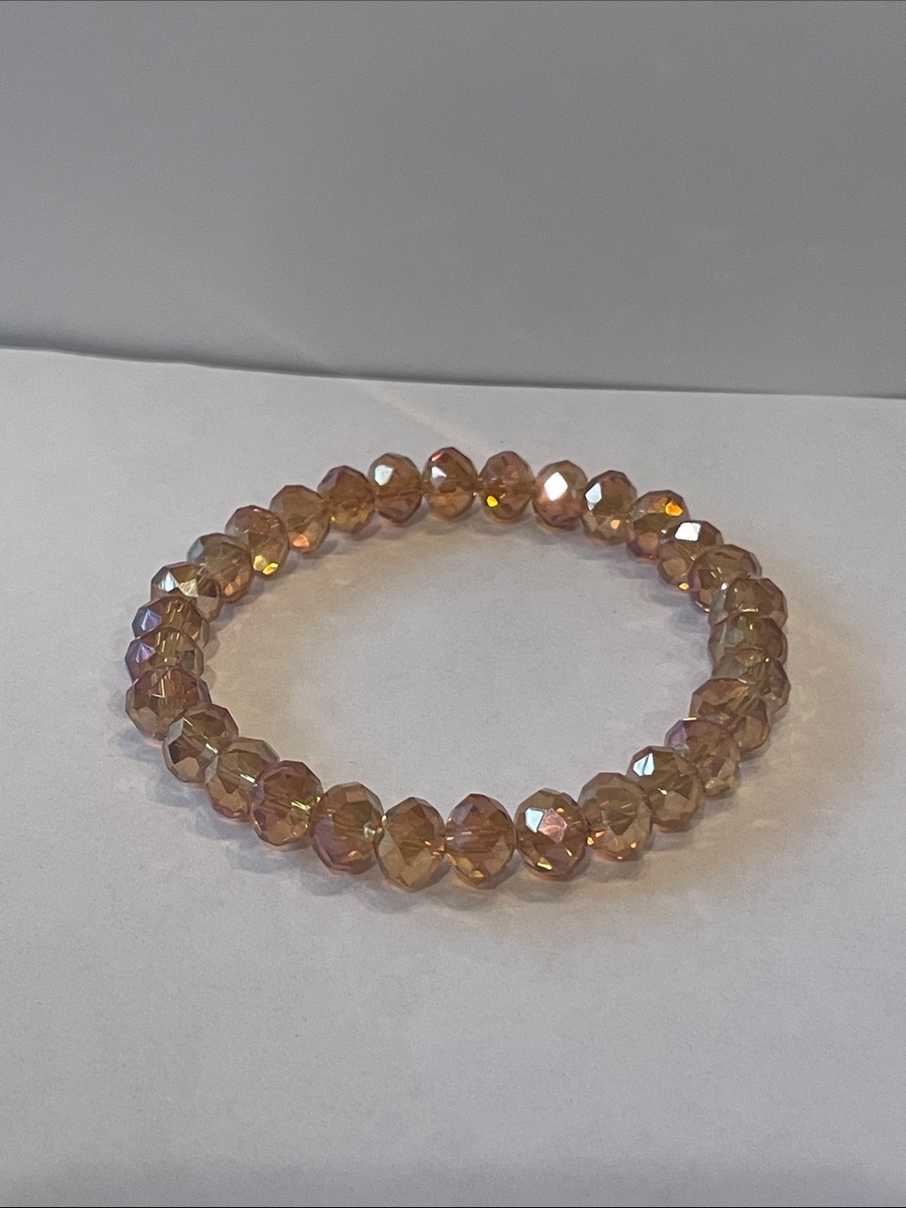 Faceted Peach Crystal Stretch Bracelet - Women Jewelry